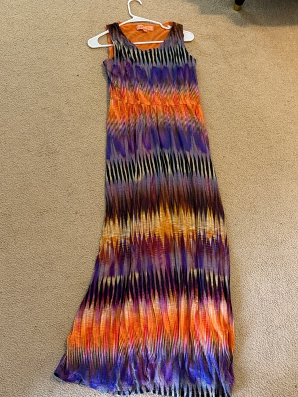 Vibrant Purple & Orange Sleeveless Maxi Dress
